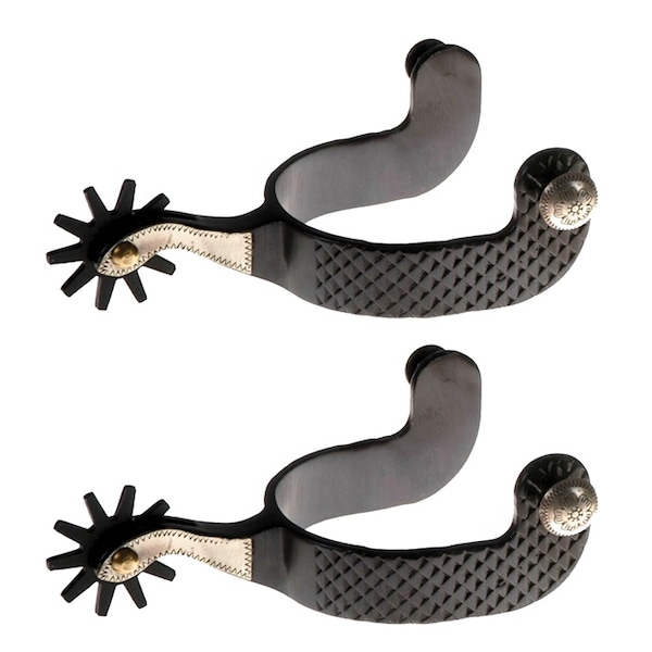 Jacks Imports Black Steel Basket Weave Spurs 11074 - main